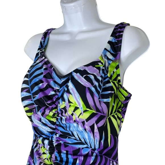VTG 1980's Tropical Leaf Print One Piece Bathing Suit | Maxine of Hollywood 16 - Picture 4 of 13